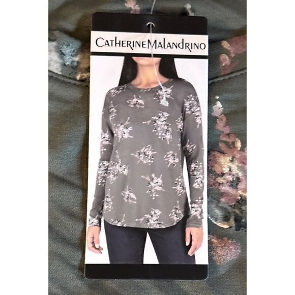Catherine Malandrino Shirt Size L Womens Long Sleeve Floral Print Top - Picture 3 of 7